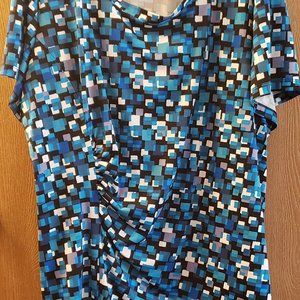 Avenue Knit Blouse (Blue/Black/White)
